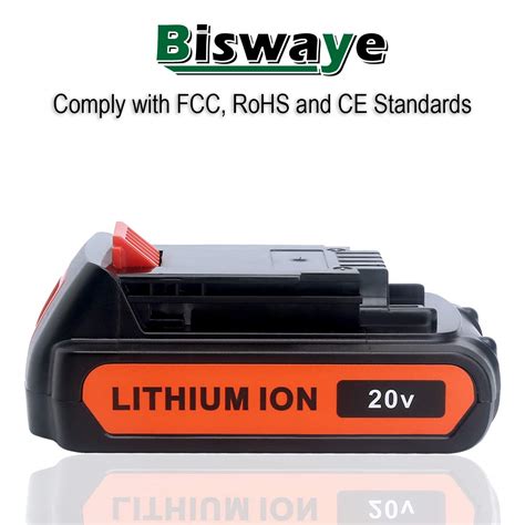 Biswaye 2 Pack 4 0Ah 20V Lithium Battery LBXR20 Compatible With Black