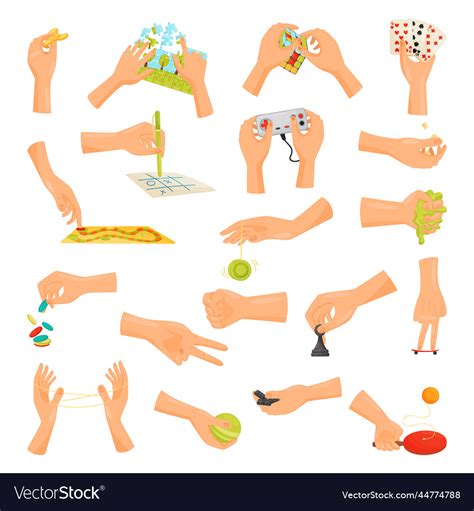 Set of human hands playing different games hand Vector Image