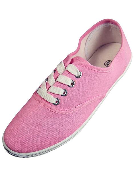 Easy Usa Womens Canvas Lace Up Shoe With Padded Insole B M Us