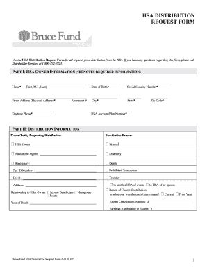 Fillable Online Hsa Distribution Request Form Bruce Fund Fax Email