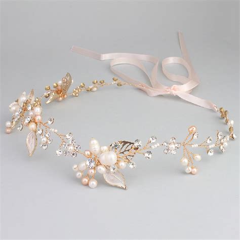 Amazon SWEETV Gold Bridal Headpiece Pearl Wedding Headband Flower