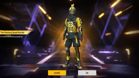 Tha Flashing Spade Bundle FF Free Fire Yellow Flashing Spade Bundle