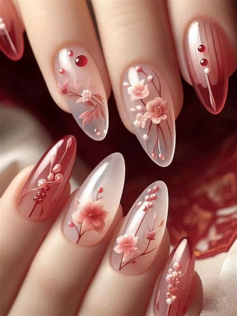 Luce glamorosa con 24 piezas set de uñas postizas con diseño de flores