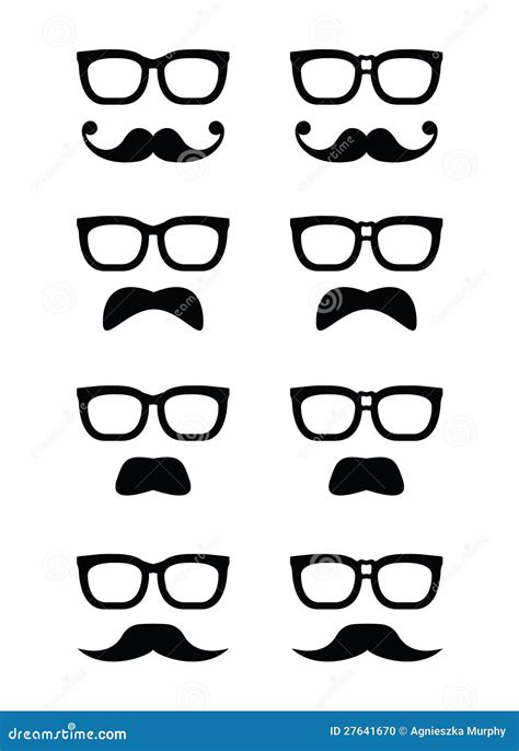 Geek Glasses And Moustache Or Mustache Icon Stock Illustration