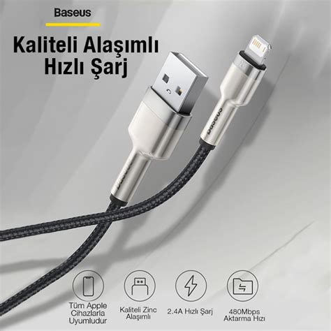 Baseus Cafule Series Metal Usb To Iphone Lightning Şarj Ve Data Kablosu 2 4a 1m Iphone