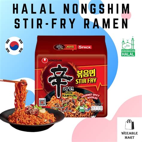 Halal Korea Nongshim Shin Ramen Stir Fry 120g X 5pcs Stir Fried