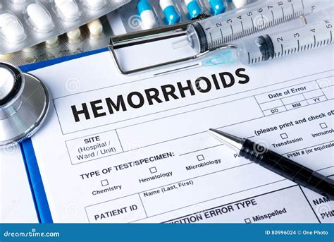 Hemorrhoids Concept Diagnosis Hemorrhoids Medical Report With Stock