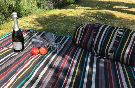 Multi Striped Roll Up Picnic Mat With Carry Bag The Stripes Company Uk