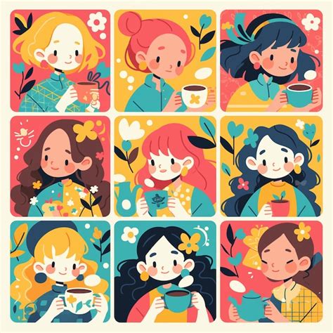 Friends Having A Tea Party Premium Ai Generated Vector