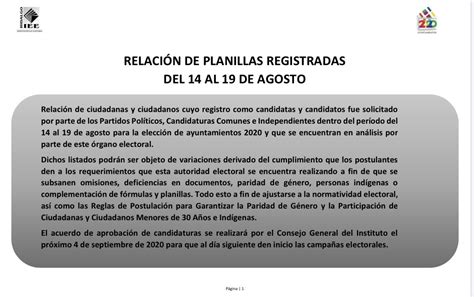 El Ieeh Public Las Planillas Registradas Para Las Elecciones