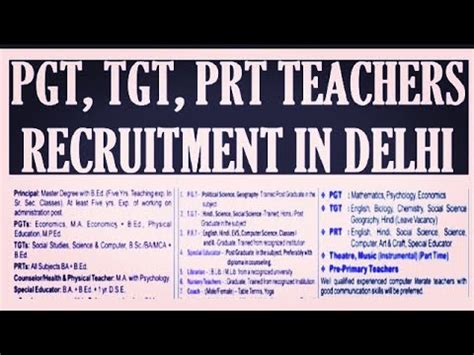 Delhi Pgt Tgt Prt Teacher Recruitment New School Teacher