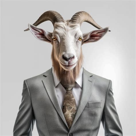 Premium Ai Image Anthropomorphic White Male Goat Dressed In A Business Suit In The Style Of