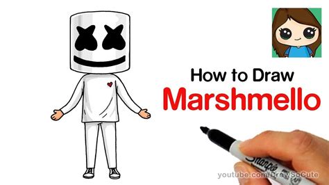 How To Draw Marshmello Easy Youtube Cute Drawings Drawings