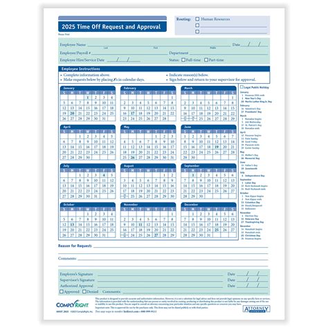 Employee Vacation Calendar 2025 Printable Pdf Korry Mildrid