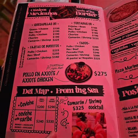 Menu At The Beached Bikini Bar And Grill Akumal