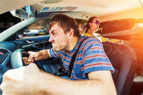 Angry Man Driving The Car Stock Image Colourbox