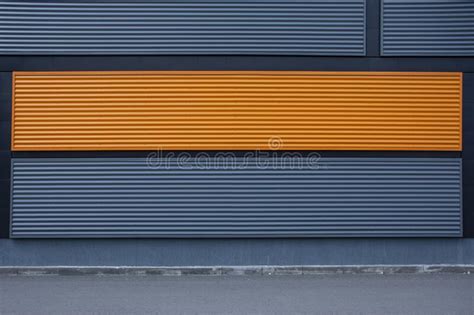 Building Facade Wall Background From Metal Profile Street Wall Mockup