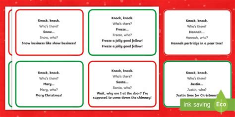 Knock Knock Christmas Cracker Jokes (teacher made)