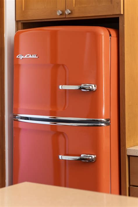 California Cool Kitchen With An Orange Big Chill Retro Fridge Big Chill