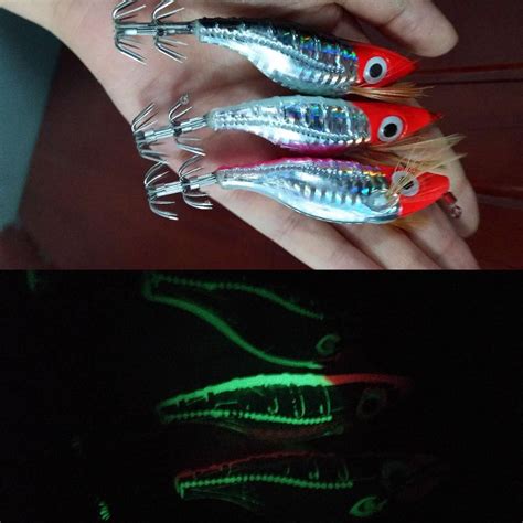 Hengjia Colors Luminous Shrimp Bait Squid Jig Hook G Cm Big Eyes