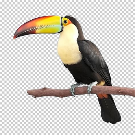 Premium Psd Toucan On A Branch Isolated On Transparent Background