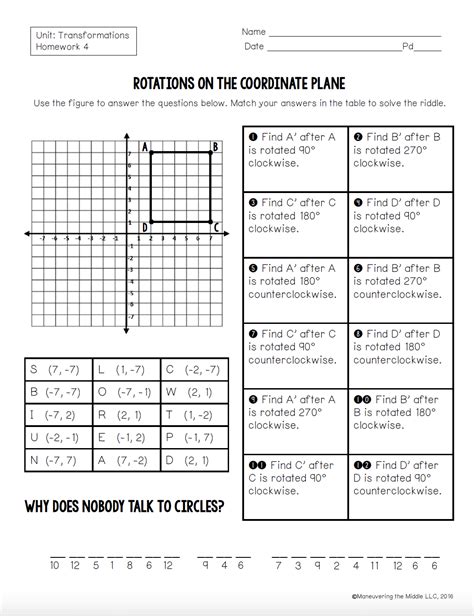 Unit Lesson Homework Rotations On Coordinate Plane Josh