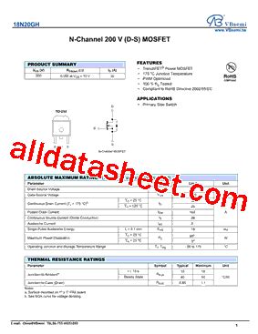 18N20GH 데이터시트 PDF VBsemi Electronics Co Ltd