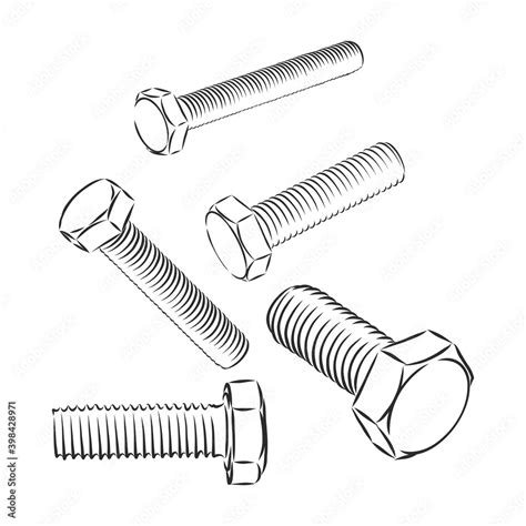 bolt icon vector illustration   screw hand drawn bolt screw tool