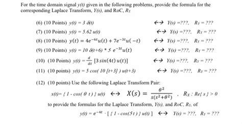 Solved For The Time Domain Signal Y T Given In The