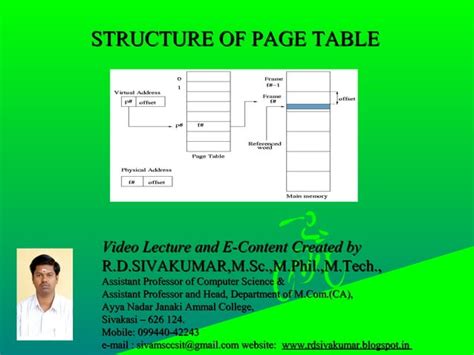 Structure Of Page Tabe R D Sivakumar Ppt