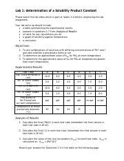 Lab 1 Determining Ksp Values For PbI2 Pdf Lab 1 Determination Of A