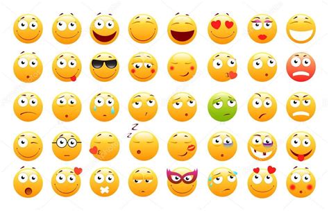 Conjunto De Emoticones Lindos D Iconos De Emoji Y Sonrisa Aislado