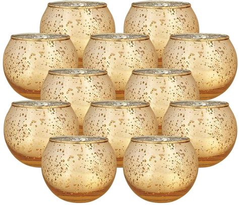 Buy Just Artifacts Set Of 12 Round Mercury Glass Votive Candle Holder