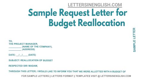 Sample Request Letter For Budget Reallocation Sample Letter