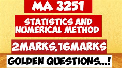 Ma3251 Statistics And Numerical Method Important Questions Engineering