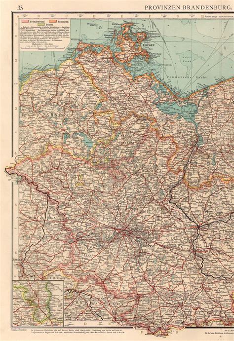 Karte Provinzen Brandenburg Pommern und Posen Maßstab 1 1 000 000