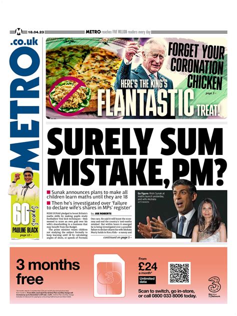 Metro Front Page Th Of April Tomorrow S Papers Today