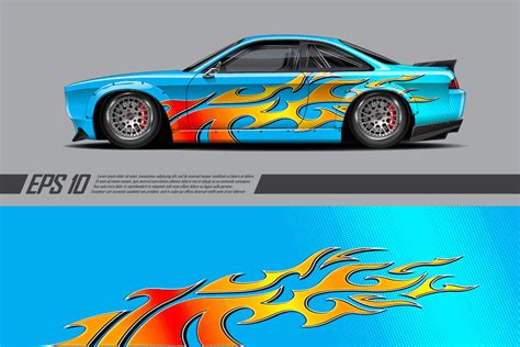 Sport Car Vector with Flame Design Graphic by Blackwrapz · Creative Fabrica