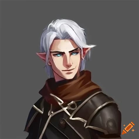 Male Half Elf Dnd Character With White Hair In Ranger And Monk Attire