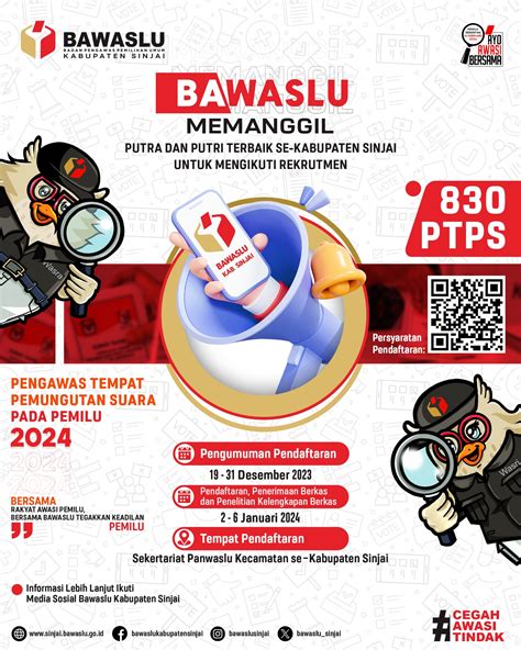 Bawaslu Sinjai Buka Pendaftaran Pengawas TPS Pemilu 2024 Cek Disini