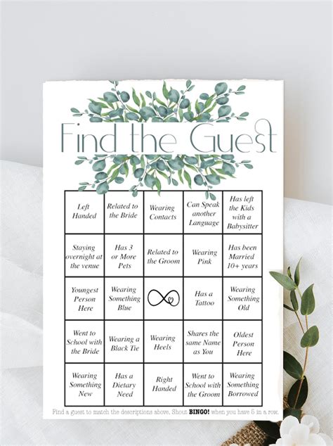 Find The Guest Bingo Find The Guest Wedding Game Hendo Game Ice Breaker Bingo Hermena Range