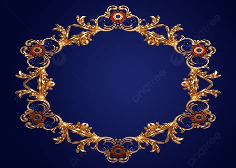 Golden Three Dimensional Border Background Stereoscopic Golden Frame