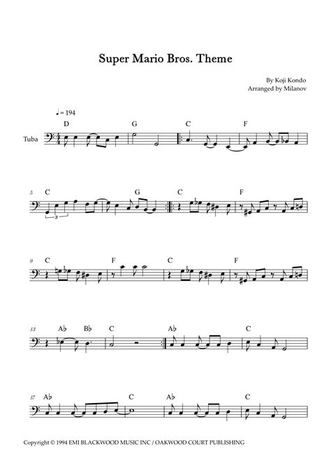 Super Mario 64 Powerful Mario Koji Kondo Sheet Music For 56 Off