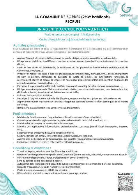 Offre D Emploi Agent D Accueil Polyvalent Mairie De Sedz Re Site