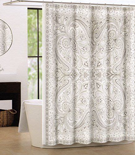 Tahari Luxury Cotton Shower Curtain Large Paisley Medallions Boho Style