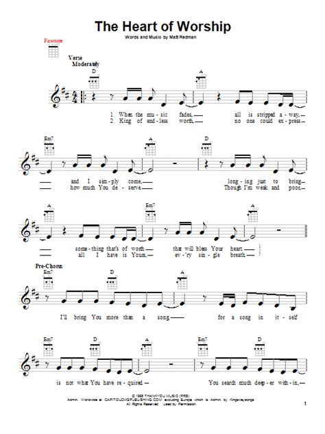 The Heart Of Worship By Matt Redman Sheet Music For Ukulele At Sheet