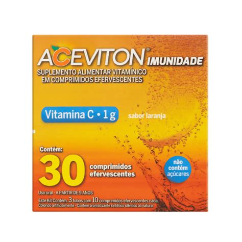 Aceviton Efervescente Suplemento Alimentar Cimed Vitamina C 1g 30