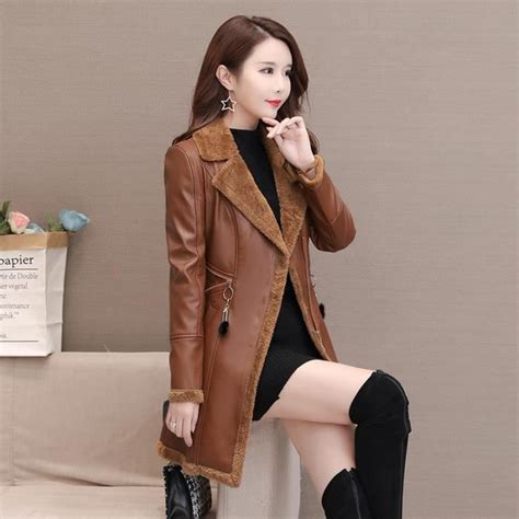 Automne Hiver Faux Cuir Veste Femmes Manteau En Peluche Velours Cuir