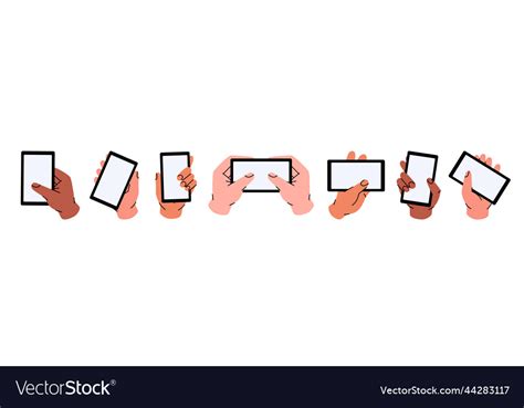 Hands Holding Mobile Phones Set Royalty Free Vector Image