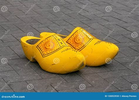 Traditional Dutch Wooden Big Klomps Shoes Also Known As Clogs Or